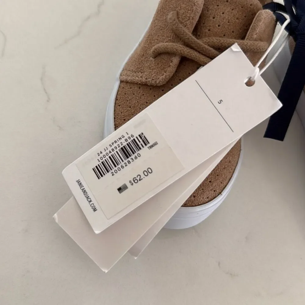 Janie and Jack Suede Perforated Sneaker in Tiger's Eye Size 5